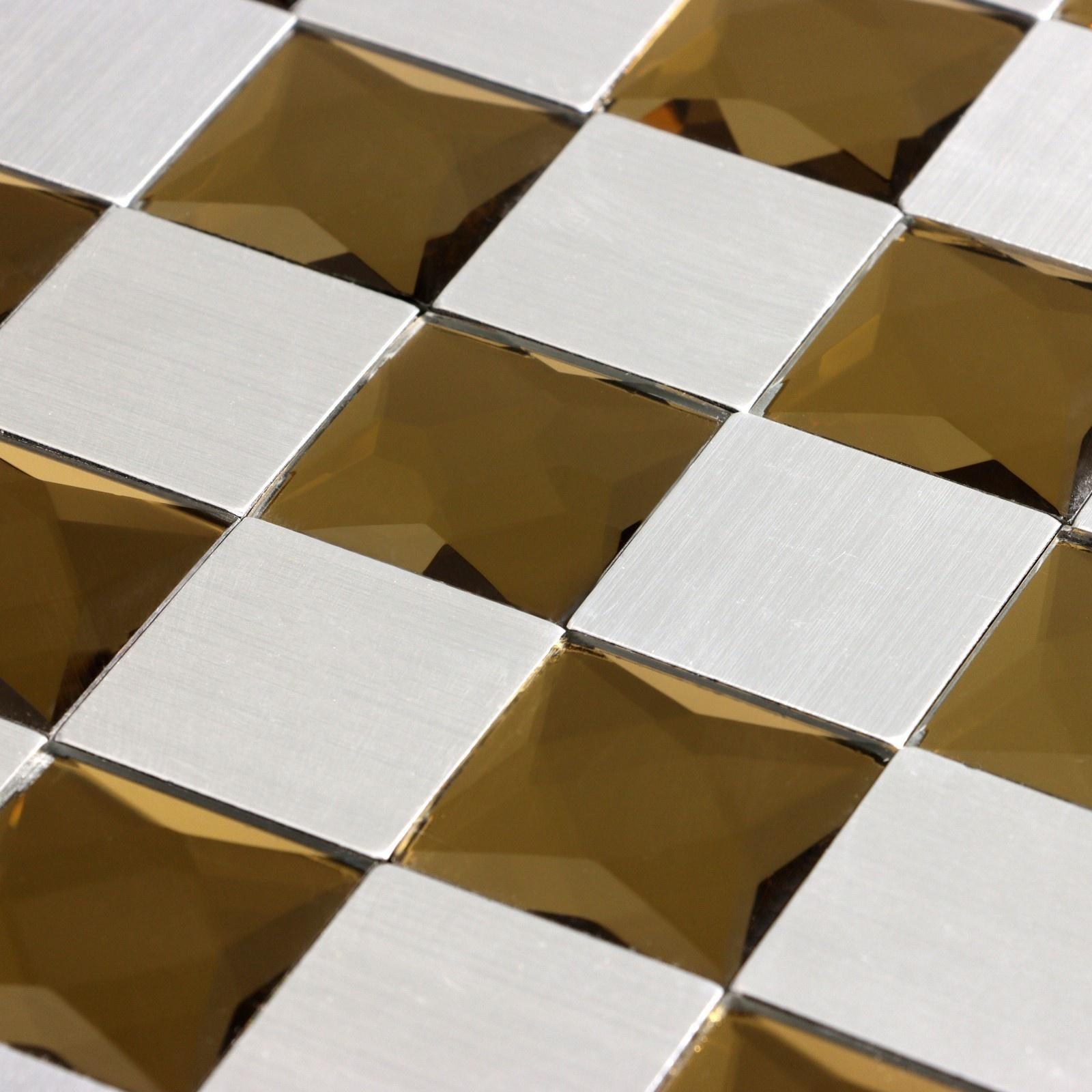 Панель самоклеящаяся 30*30см мозайка клетка серо-золотая