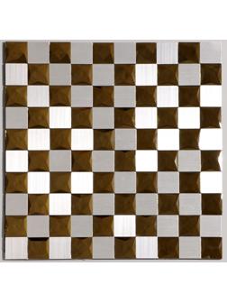 Панель самоклеящаяся 30*30см мозайка клетка серо-золотая