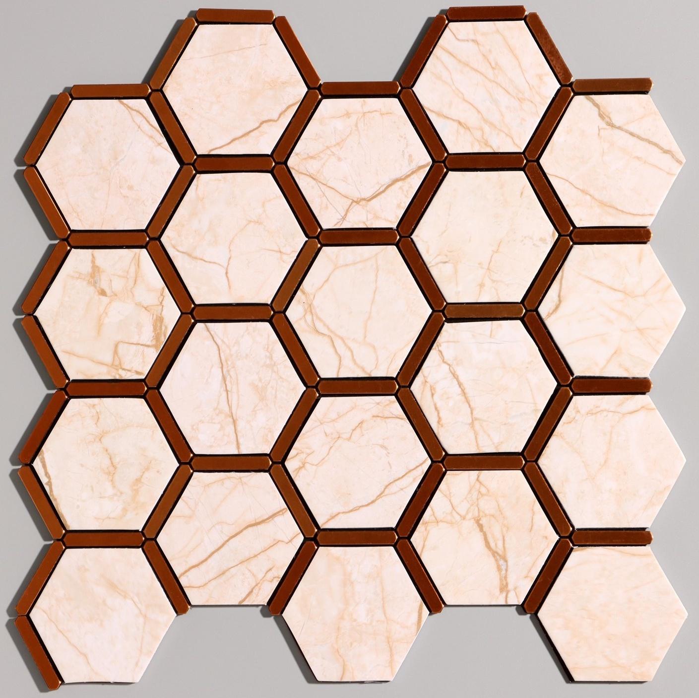 Панель самоклеящаяся 30*30см мозайка соты, светлая