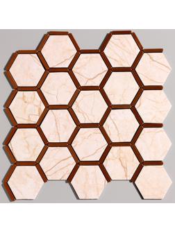 Панель самоклеящаяся 30*30см мозайка соты, светлая