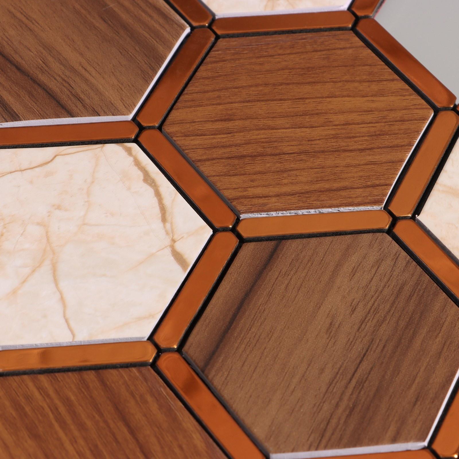 Панель самоклеящаяся 30*30см мозайка соты, коричневая