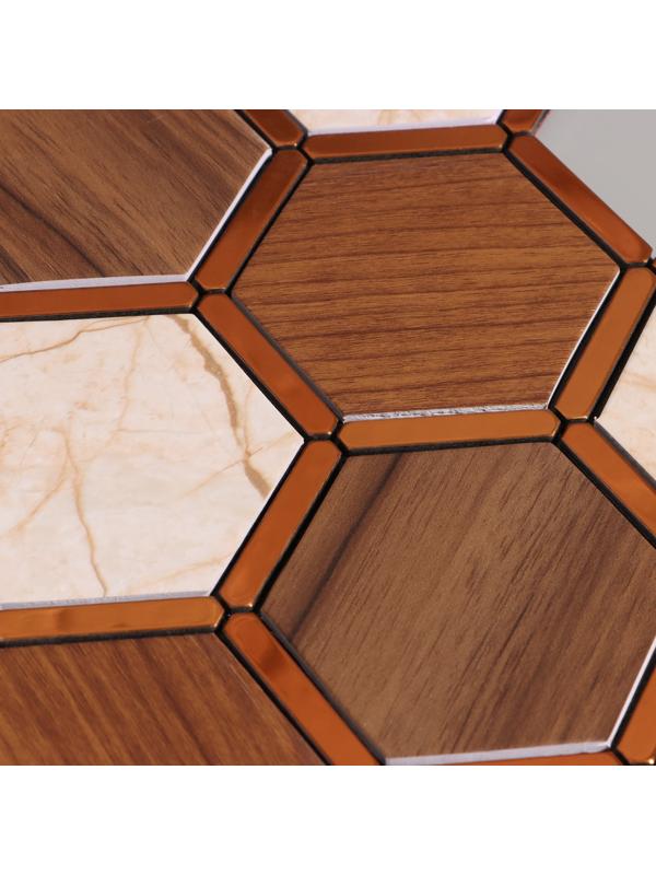 Панель самоклеящаяся 30*30см мозайка соты, коричневая