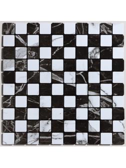 Панель самоклеящаяся 30*30см мягкая, клетка черно-белая