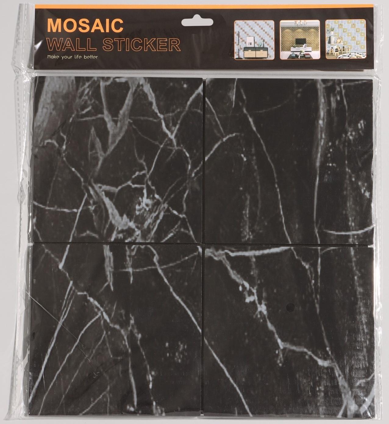 Панель самоклеящаяся 30*30см мягкая мрамор черный