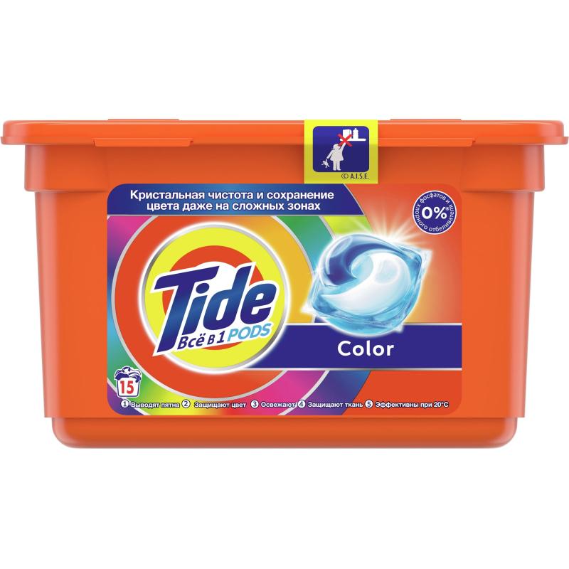 Капсулы для стирки TIDE Color 15х24.8г/22.8г, 15 шт/уп