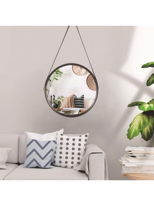 Зеркало Black Leather, круглое, d = 52 см, на кожаном ремне