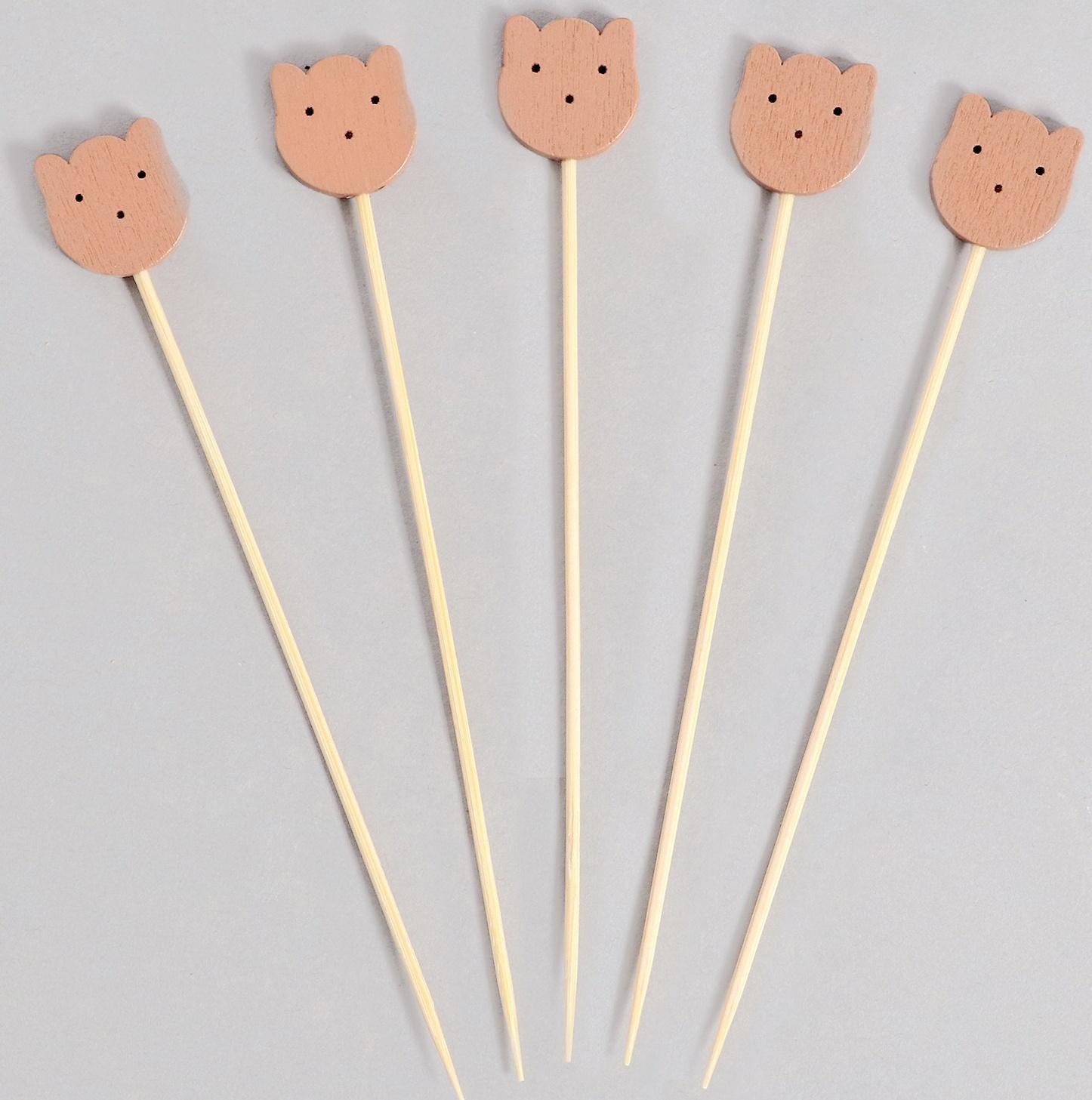 Шпажки деревянные «Мишки», 13 см, набор 24 шт