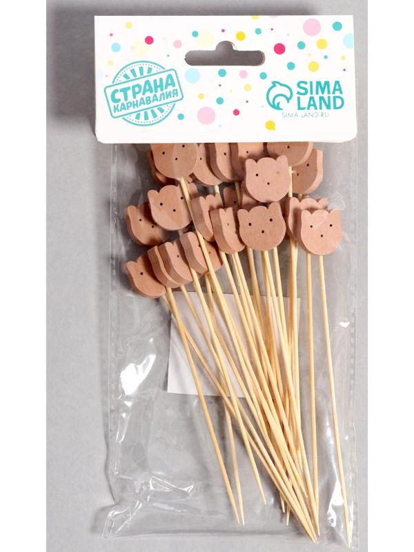 Шпажки деревянные «Мишки», 13 см, набор 24 шт