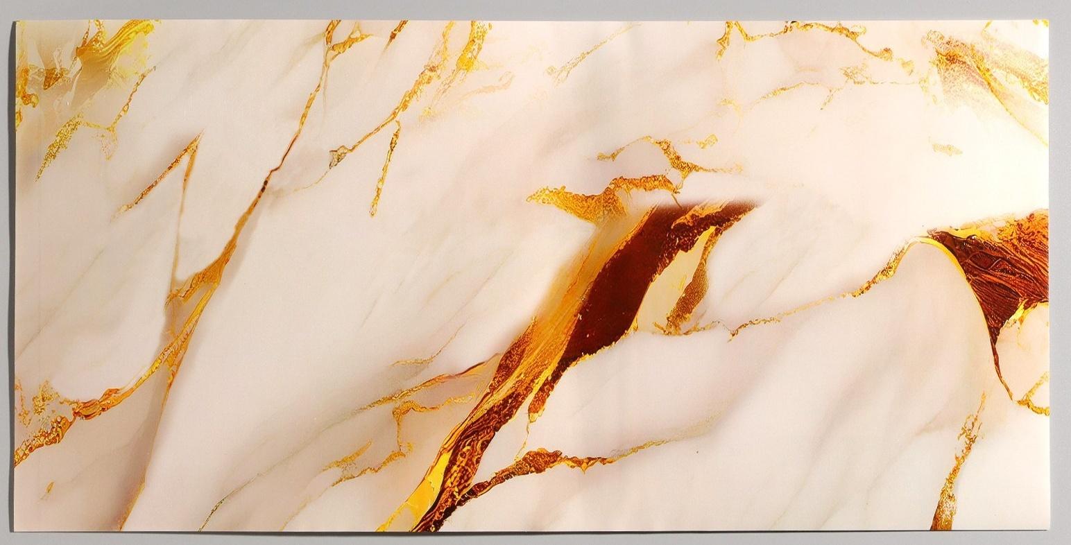 Панель самоклеящаяся 60*30см мрамор белый с золотом