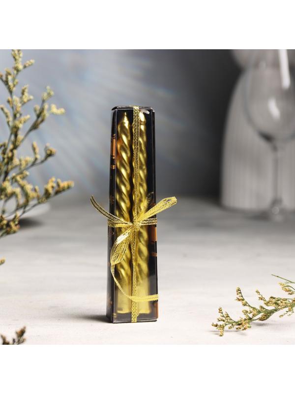 Набор свечей витых, 1,5х 15 см, 2 штуки, золотой металлик Новый год №3