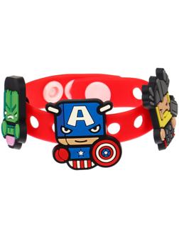 Браслет силиконовый со сменными джибитсами, 3 джибитса в комплекте, Мстители