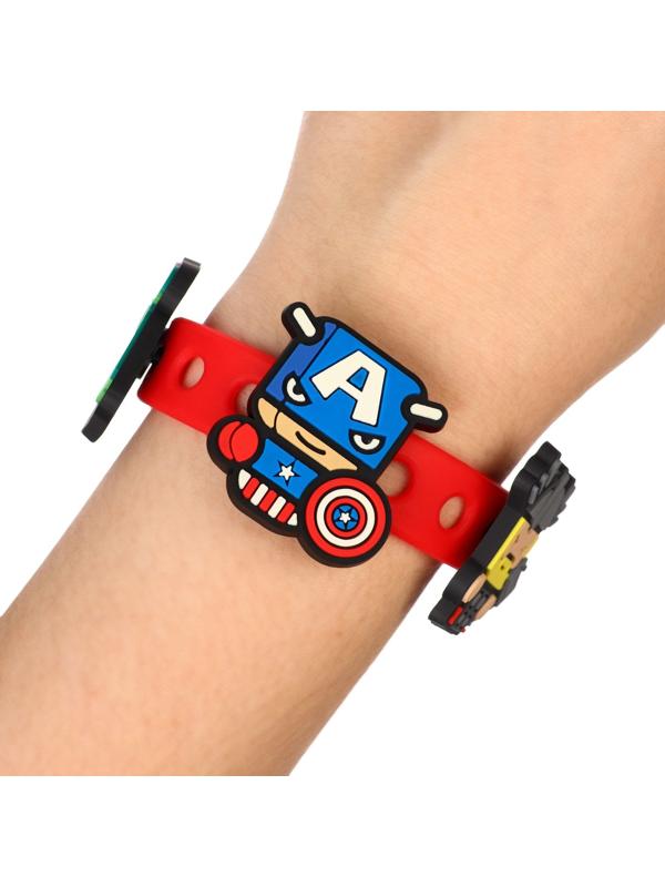 Браслет силиконовый со сменными джибитсами, 3 джибитса в комплекте, Мстители