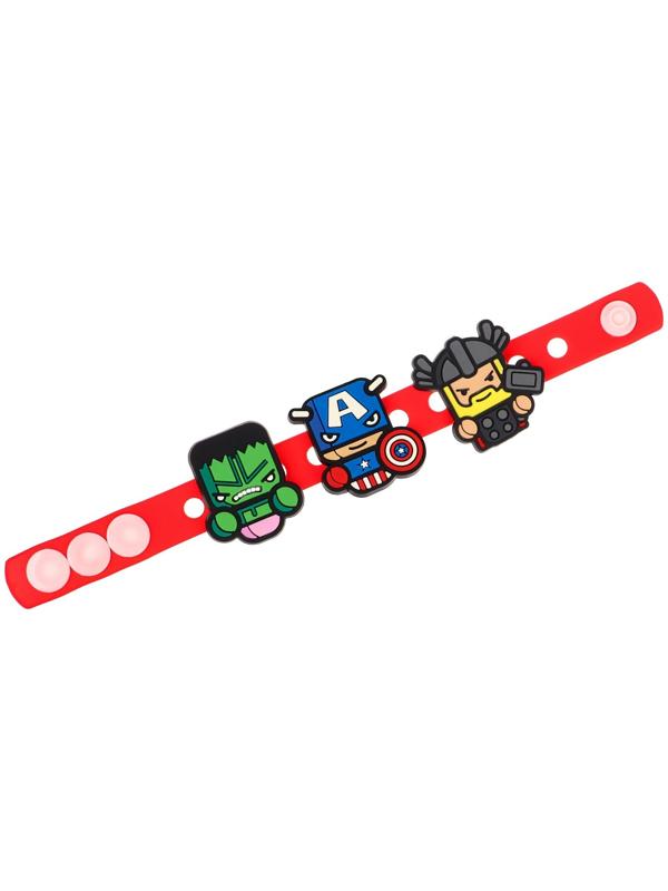 Браслет силиконовый со сменными джибитсами, 3 джибитса в комплекте, Мстители