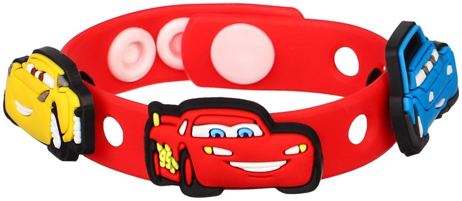 Браслет силиконовый со сменными джибитсами, 3 джибитса в комплекте, Тачки