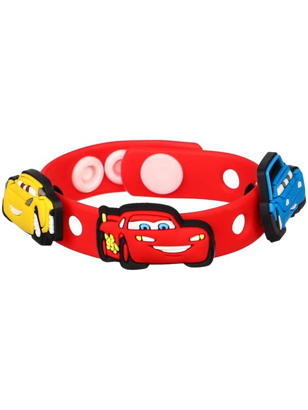 Браслет силиконовый со сменными джибитсами, 3 джибитса в комплекте, Тачки