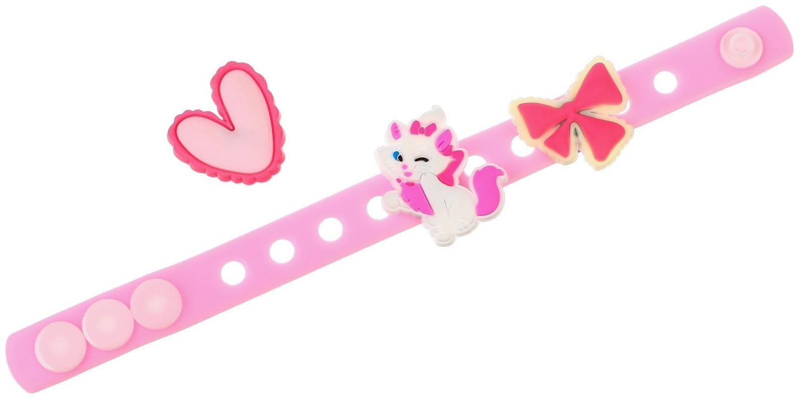 Браслет силиконовый со сменными джибитсами, 3 джибитса в комплекте, Коты аристократы