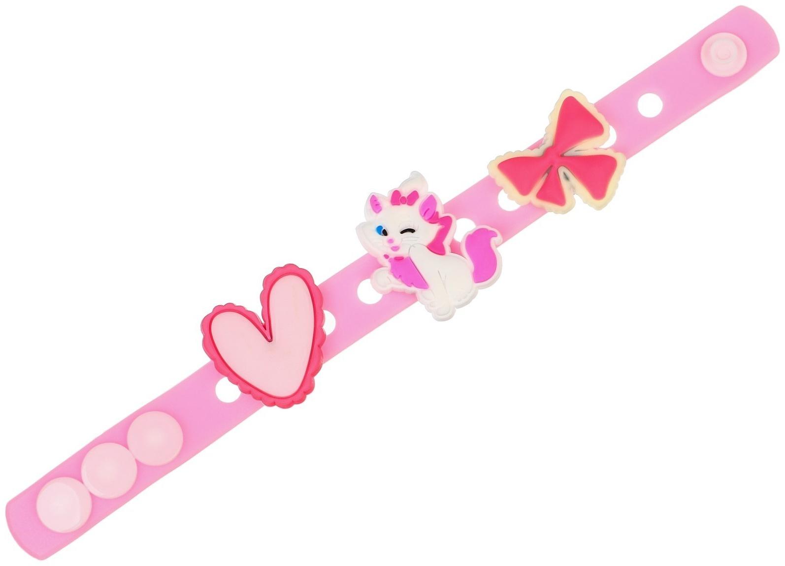 Браслет силиконовый со сменными джибитсами, 3 джибитса в комплекте, Коты аристократы