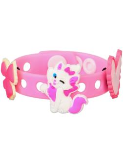 Браслет силиконовый со сменными джибитсами, 3 джибитса в комплекте, Коты аристократы