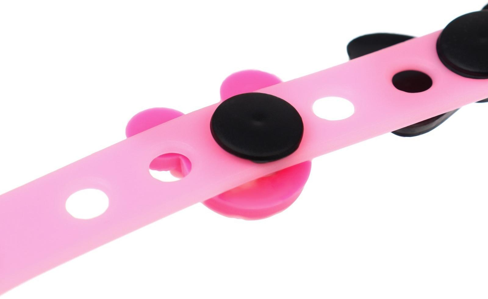 Браслет силиконовый со сменными джибитсами, 3 джибитса в комплекте, Минни Маус