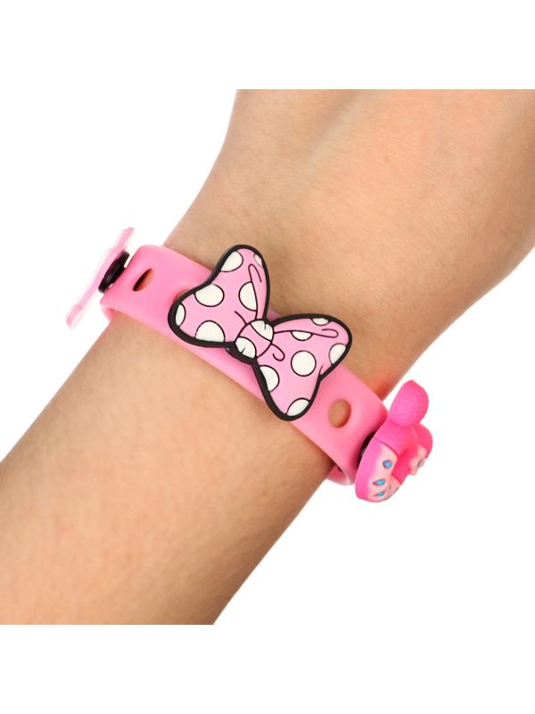 Браслет силиконовый со сменными джибитсами, 3 джибитса в комплекте, Минни Маус