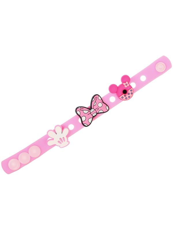 Браслет силиконовый со сменными джибитсами, 3 джибитса в комплекте, Минни Маус
