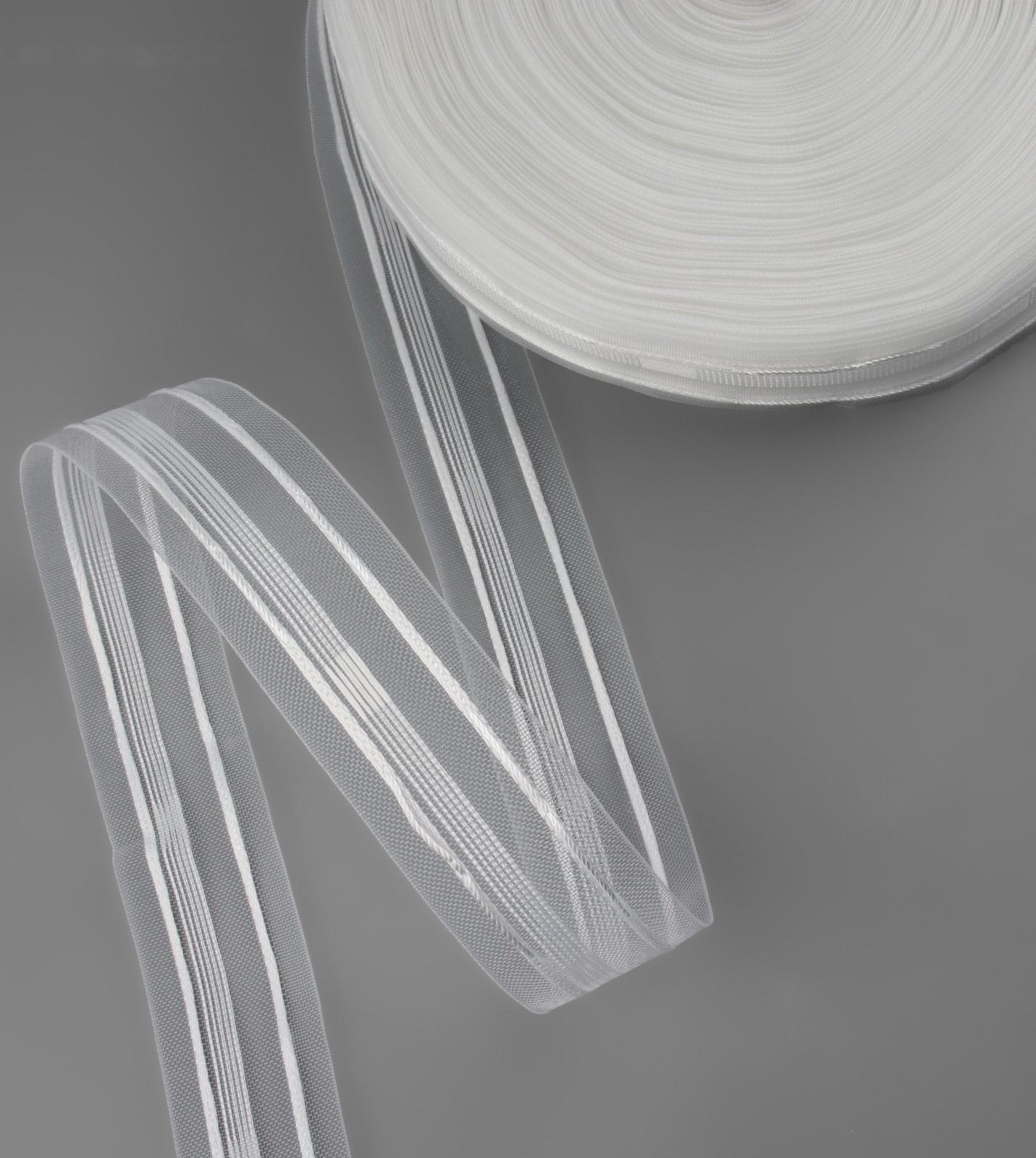 Шторная лента, органза, 4 см, 50 ± 1 м, цвет прозрачный