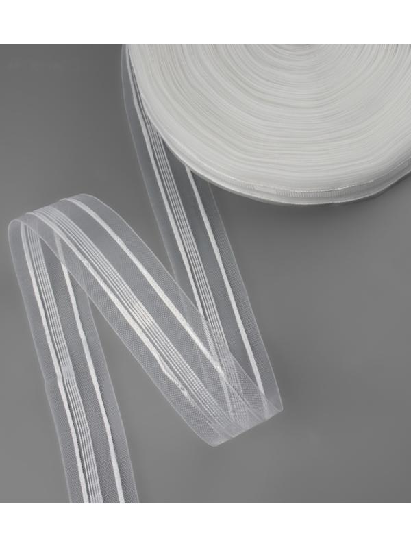 Шторная лента, органза, 4 см, 50 ± 1 м, цвет прозрачный