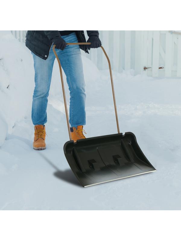 Движок пластиковый, на колёсах, размер ковша 43 × 75 см, металлическая планка, с быстросъёмной ручкой, чёрный