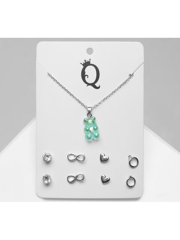 Гарнитур 5 предметов: серьги (4 пары), кулон 