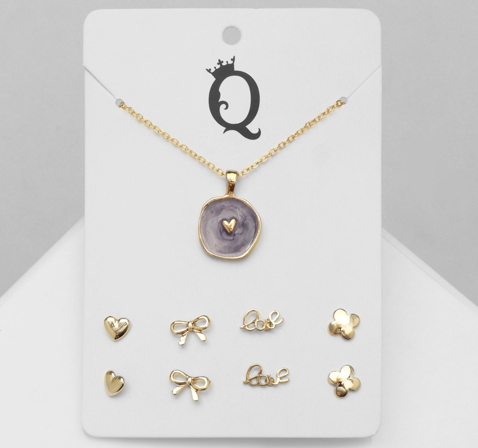 Гарнитур 5 предметов: серьги (4 пары), кулон 