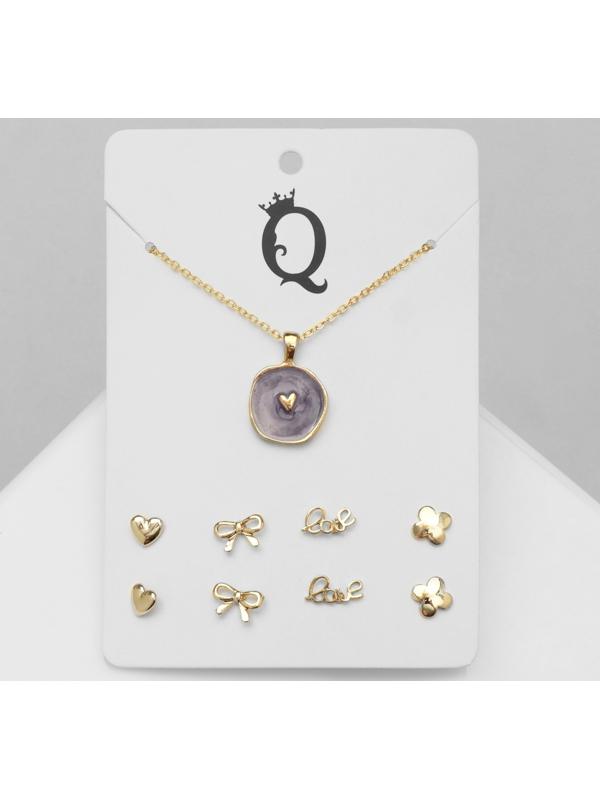 Гарнитур 5 предметов: серьги (4 пары), кулон 