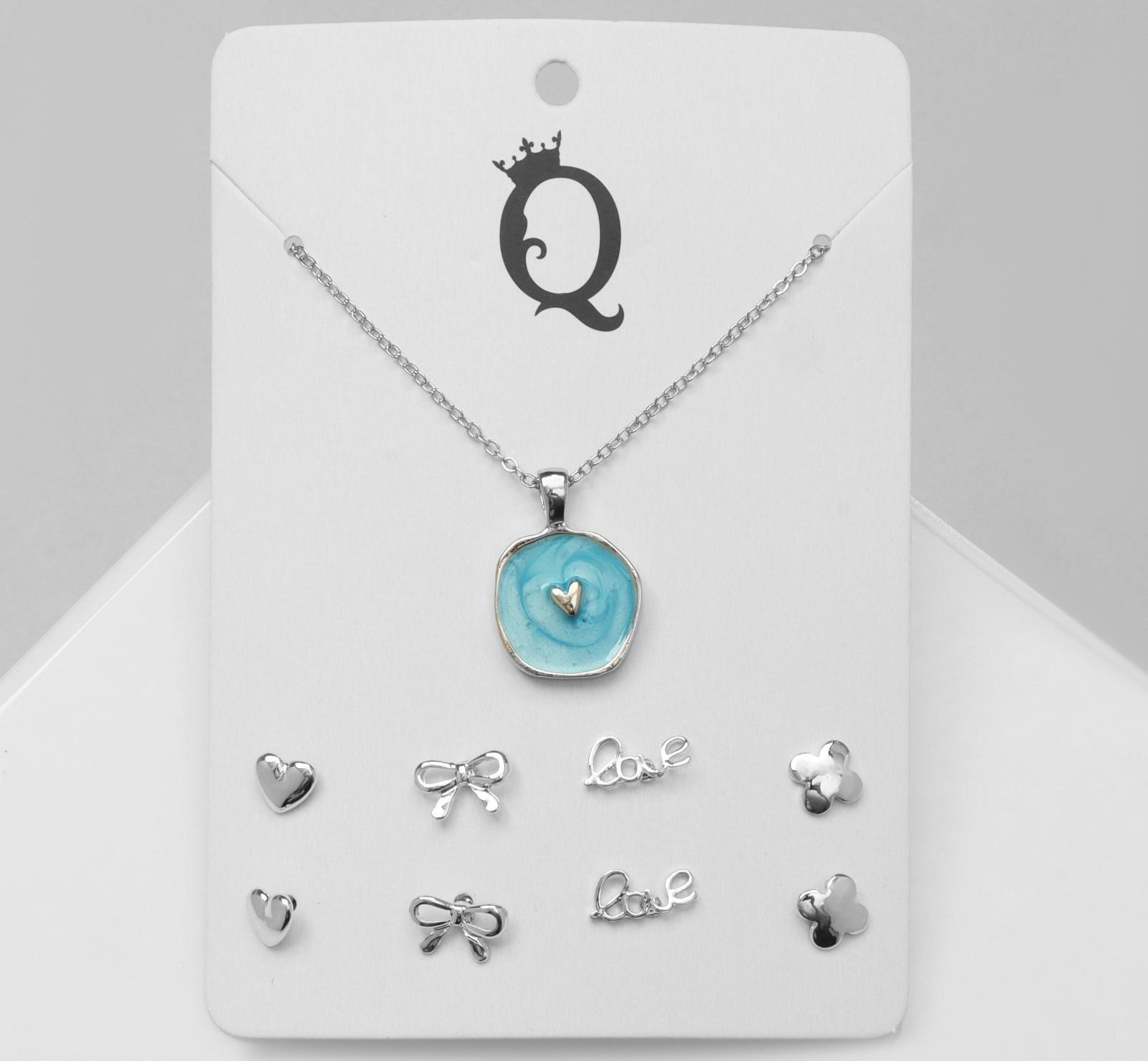 Гарнитур 5 предметов: серьги (4 пары), кулон 