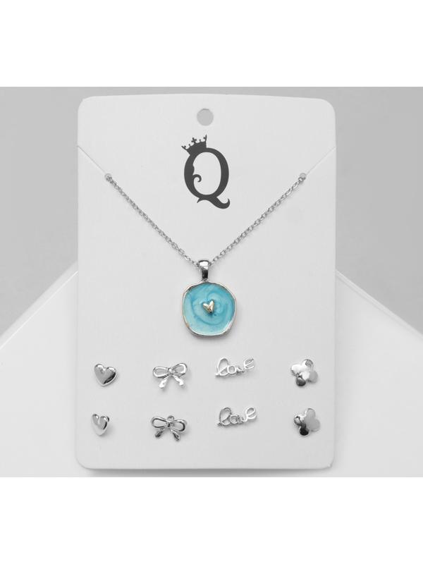 Гарнитур 5 предметов: серьги (4 пары), кулон 