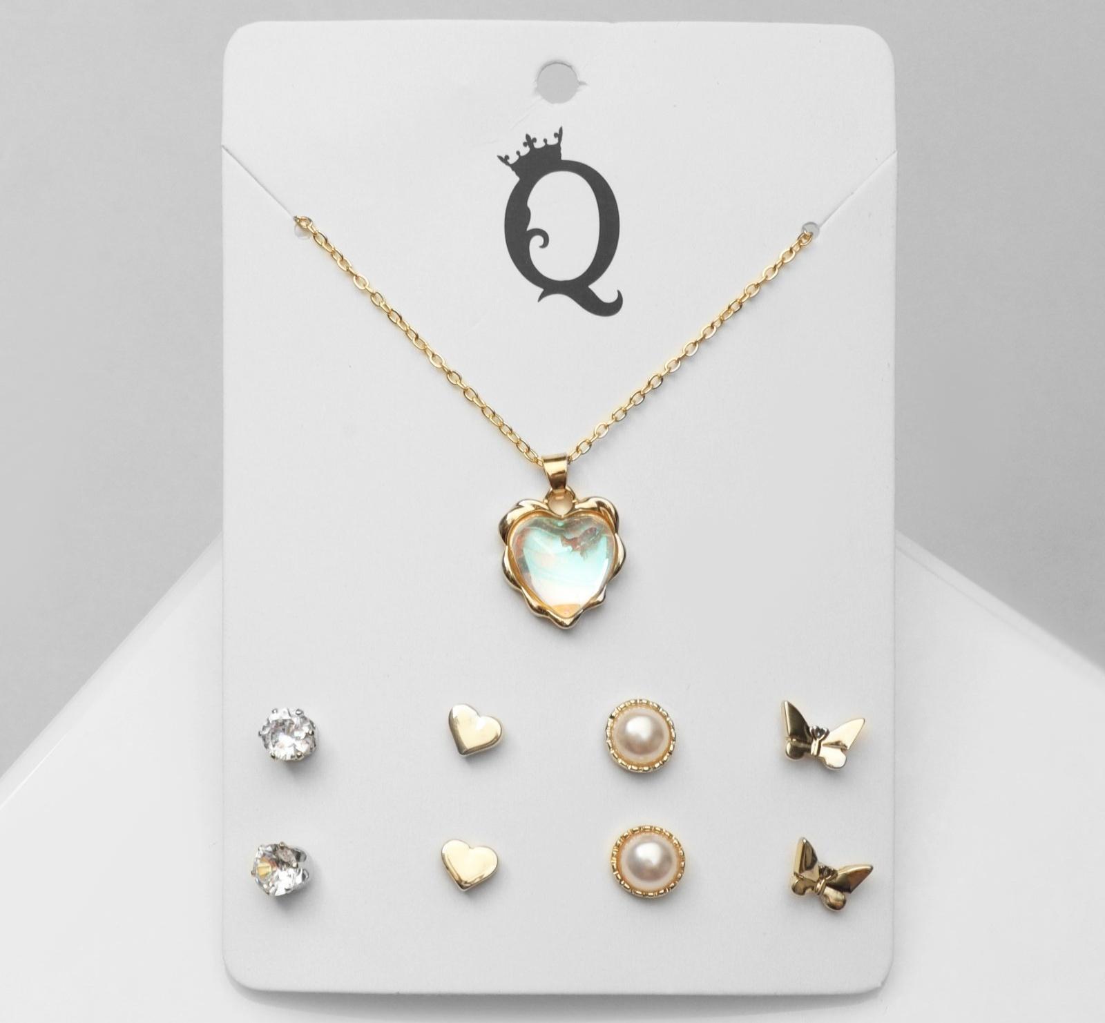 Гарнитур 5 предметов: серьги (4 пары), кулон 