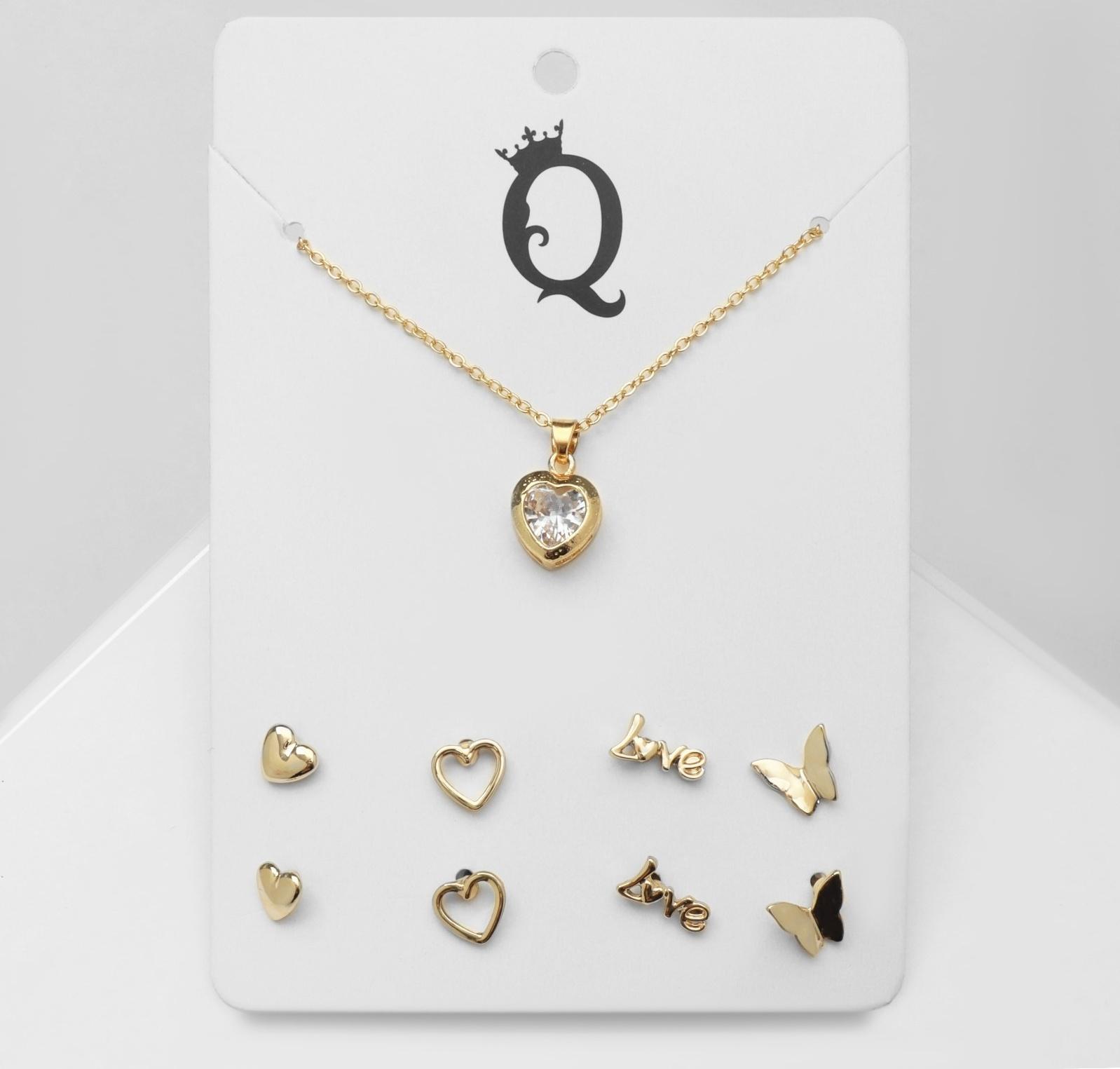 Гарнитур 5 предметов: серьги (4 пары), кулон 