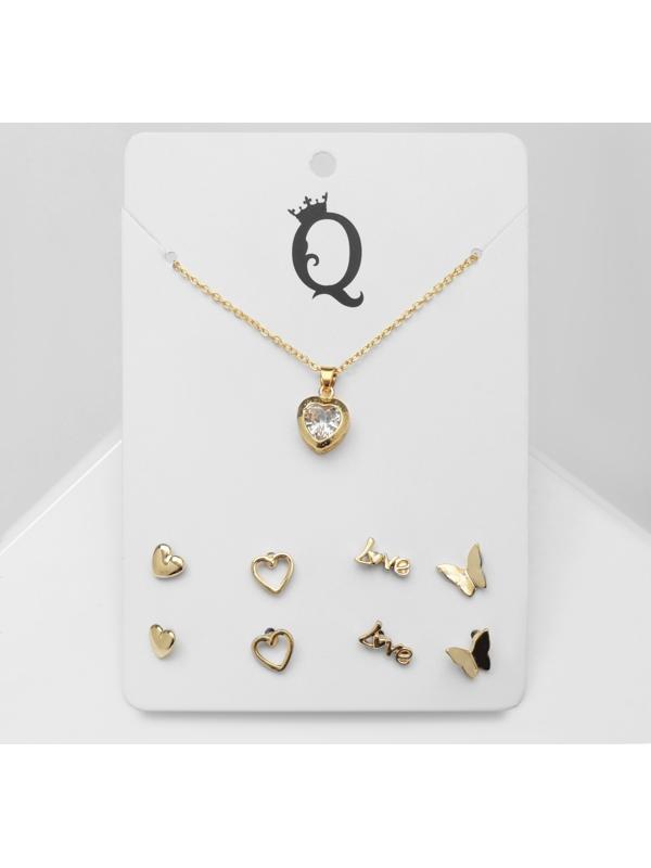 Гарнитур 5 предметов: серьги (4 пары), кулон 