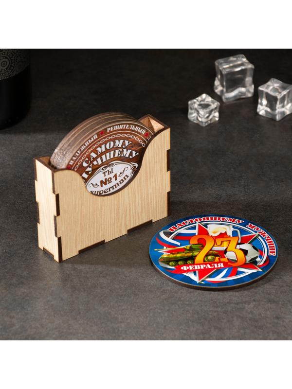 Набор подставок под бокалы в держателе , 6 штук, 