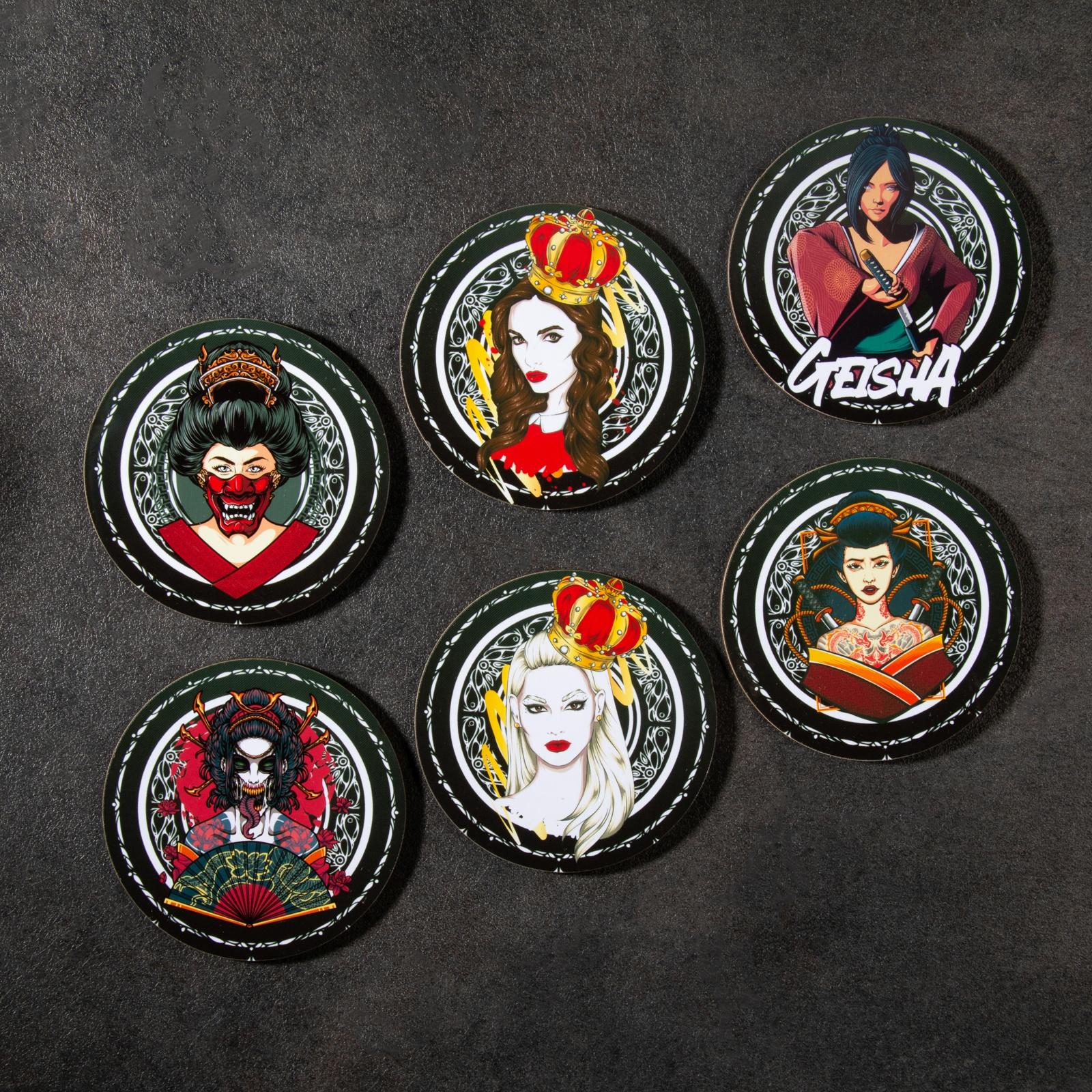 Набор подставок под бокалы в держателе , 6 штук, 