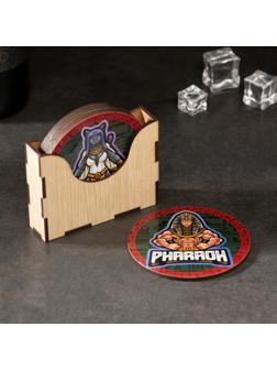 Набор подставок под бокалы в держателе , 6 штук, 