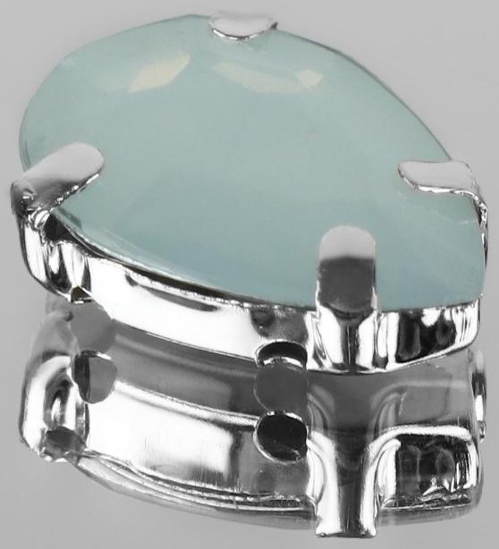 Стразы пришивные «Капля», в оправе, 10 × 14 мм, 20 шт, цвет белый опал