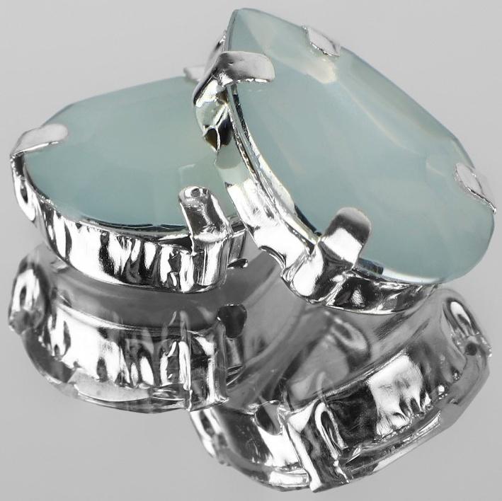 Стразы пришивные «Капля», в оправе, 10 × 14 мм, 20 шт, цвет белый опал