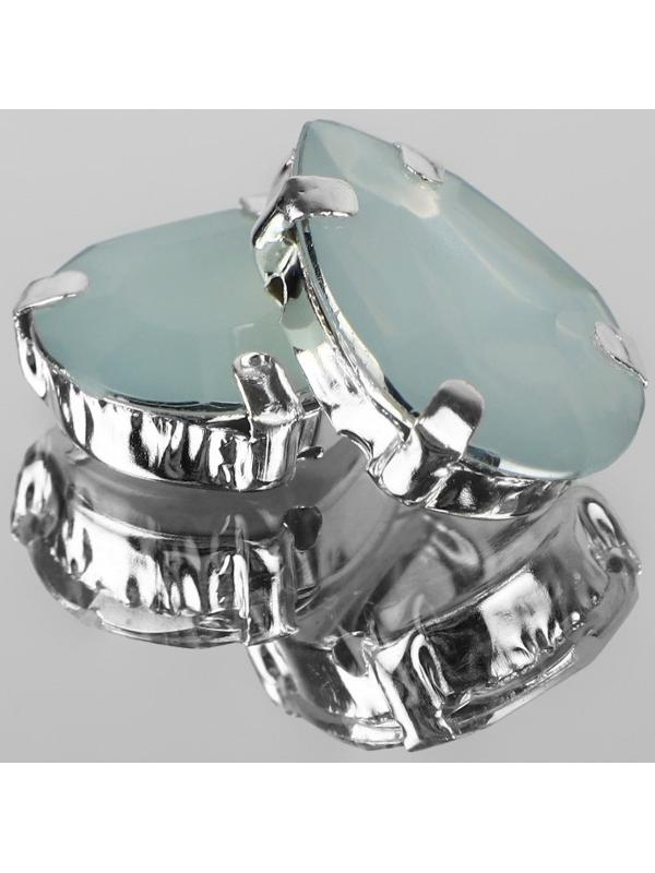 Стразы пришивные «Капля», в оправе, 10 × 14 мм, 20 шт, цвет белый опал