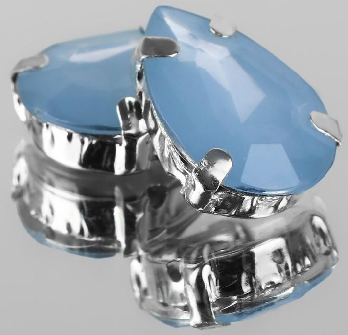 Стразы пришивные «Капля», в оправе, 10 × 14 мм, 20 шт, цвет голубой опал