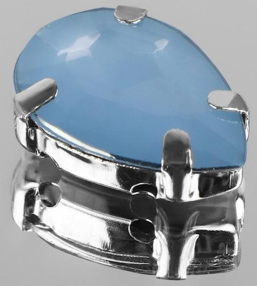 Стразы пришивные «Капля», в оправе, 10 × 14 мм, 20 шт, цвет голубой опал