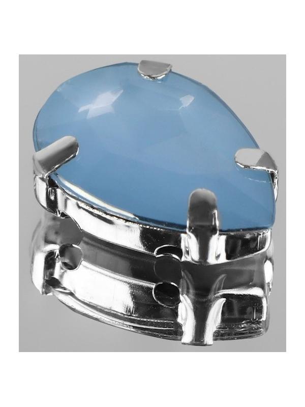 Стразы пришивные «Капля», в оправе, 10 × 14 мм, 20 шт, цвет голубой опал