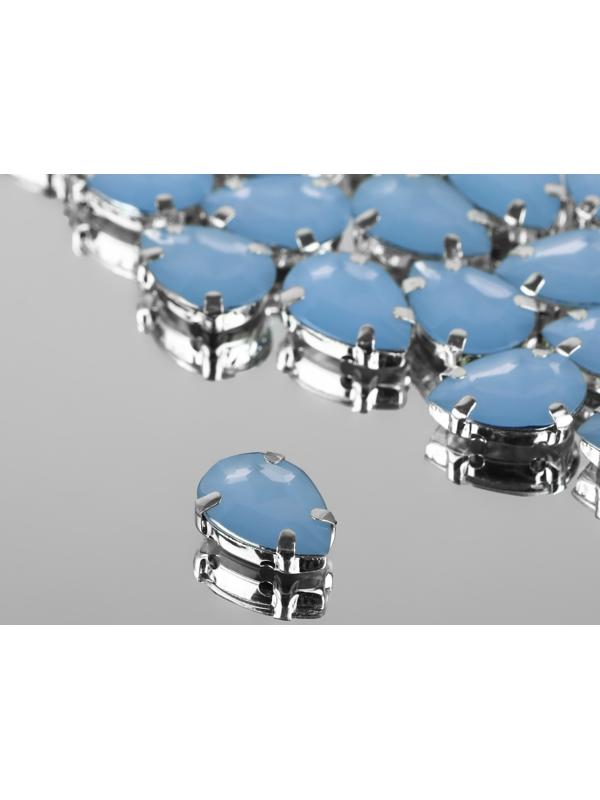 Стразы пришивные «Капля», в оправе, 10 × 14 мм, 20 шт, цвет голубой опал