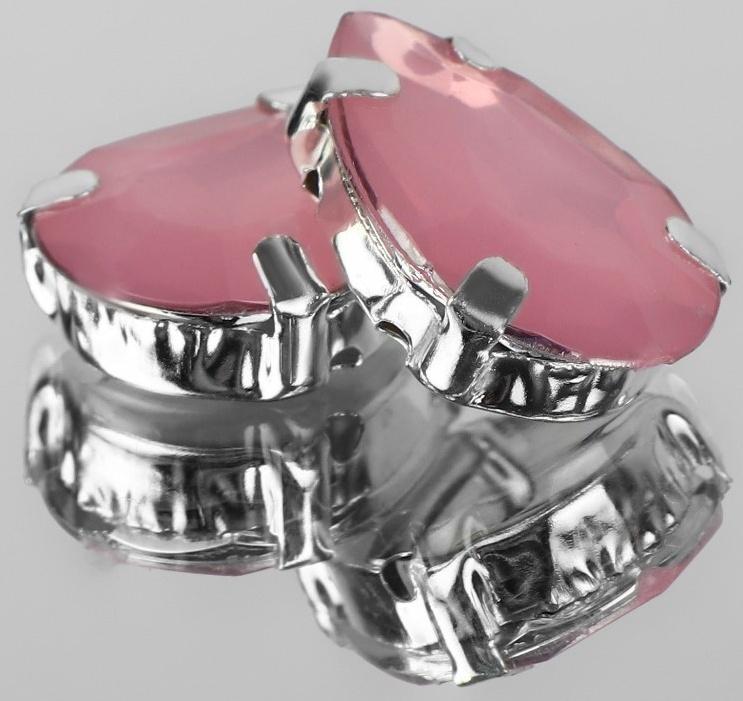 Стразы пришивные «Капля», в оправе, 10 × 14 мм, 20 шт, цвет розовый опал