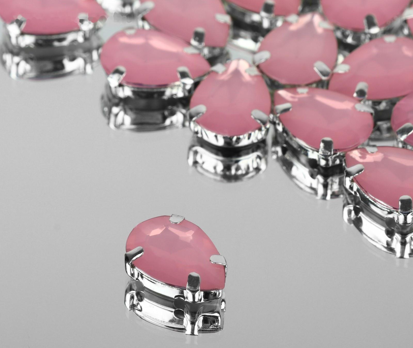 Стразы пришивные «Капля», в оправе, 10 × 14 мм, 20 шт, цвет розовый опал