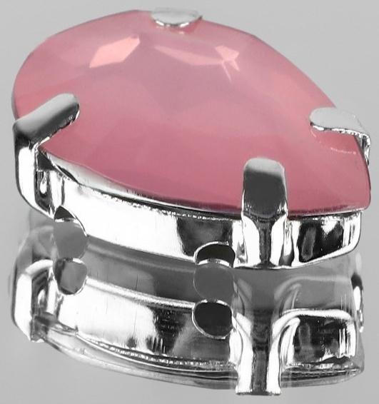 Стразы пришивные «Капля», в оправе, 10 × 14 мм, 20 шт, цвет розовый опал