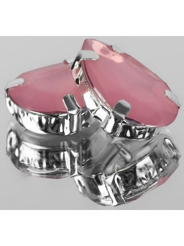 Стразы пришивные «Капля», в оправе, 10 × 14 мм, 20 шт, цвет розовый опал